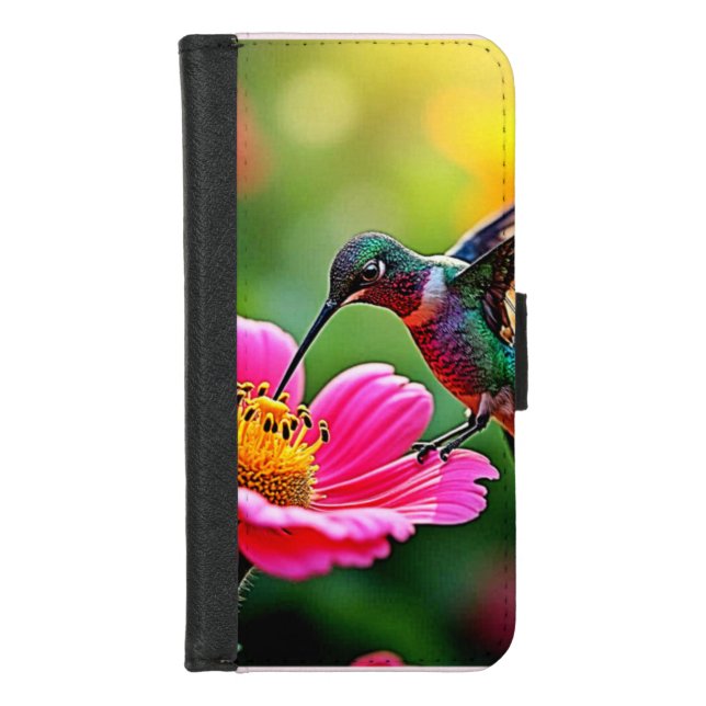Magical Hummingbird Moments Design iPhone Wallet Case (Front)