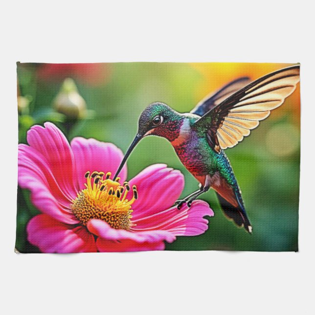 Magical Hummingbird Moments Design Kitchen Towel (Horizontal)