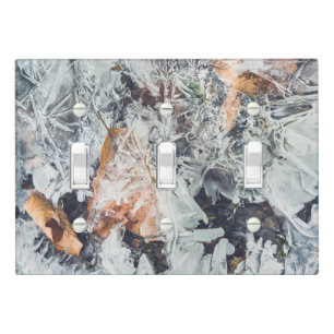Magical ice crystals pattern with fallen leaves light switch cover
