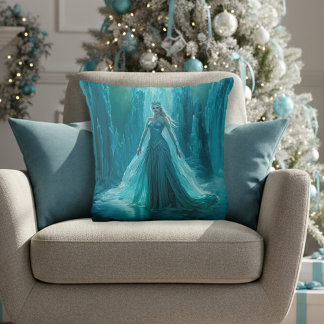 Magical Ice Queen Winter Christmas Throw Pillow