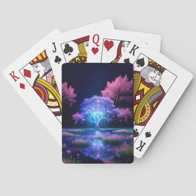 Magical Illumination Embracing the Beautiful Tree Poker Cards (Back)