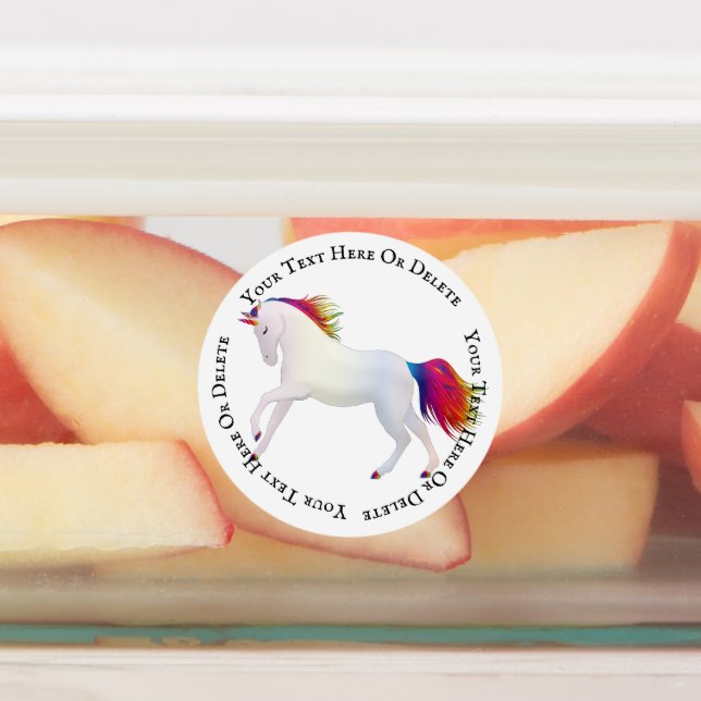 Magical Illustrated Cute Girl Rainbow Unicorn Labels (Affixed)