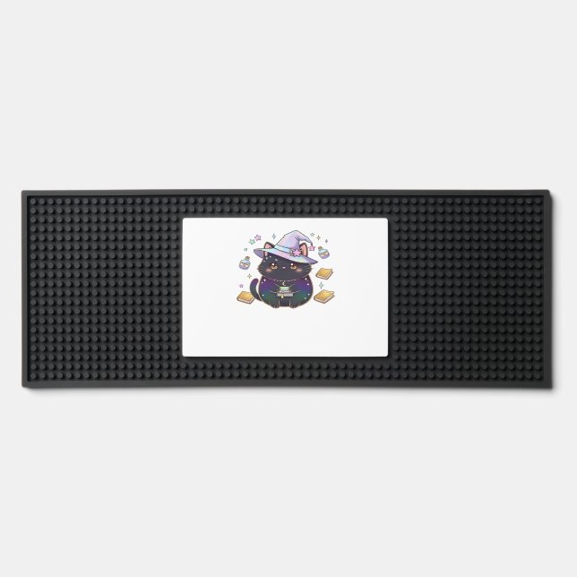Magical Introvert Cat  Pastel Witch Hat Halloween  Bar Mat (Front)