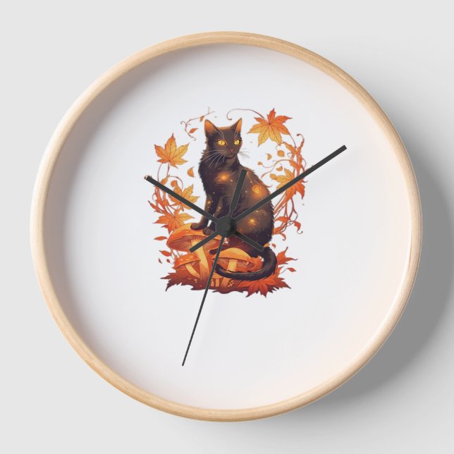 Magical Introvert Cat  Pastel Witch Hat Halloween  Clock (Front)