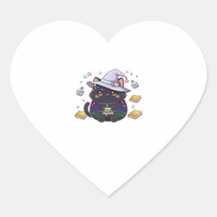 Magical Introvert Cat Pastel Witch Hat Halloween Heart Sticker