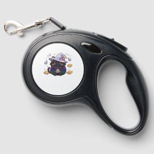 Magical Introvert Cat Pastel Witch Hat Halloween Retractable Pet Leash