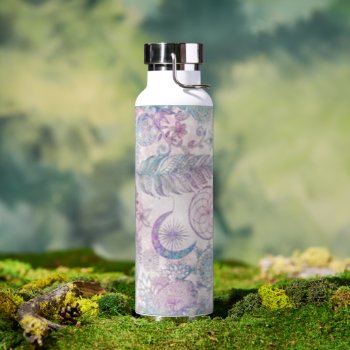 Magical Iridescent Glitter Feathers Dreamcatcher Water Bottle by Trendy_arT at Zazzle
