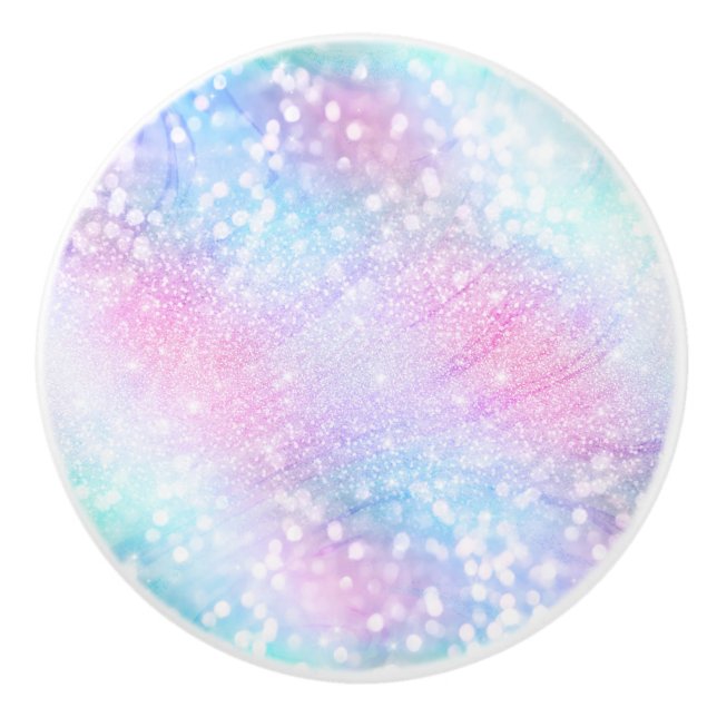 Magical Iridescent Glitter Sparkles Pink Design Ceramic Knob (Front)