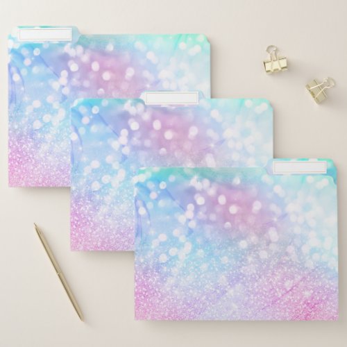 Magical Iridescent Glitter Sparkles Pink Design File Folder