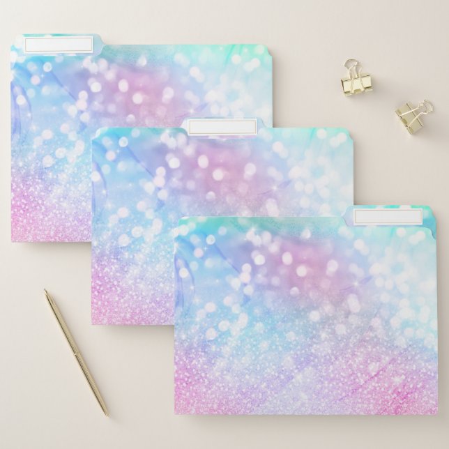 Magical Iridescent Glitter Sparkles Pink Design File Folder (Set)