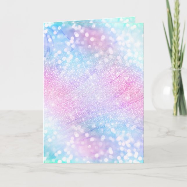 Magical Iridescent Glitter Sparkles Pink Design Holiday Card (Front)