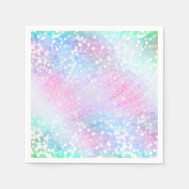 Magical Iridescent Glitter Sparkles Pink Design Napkins (Front)