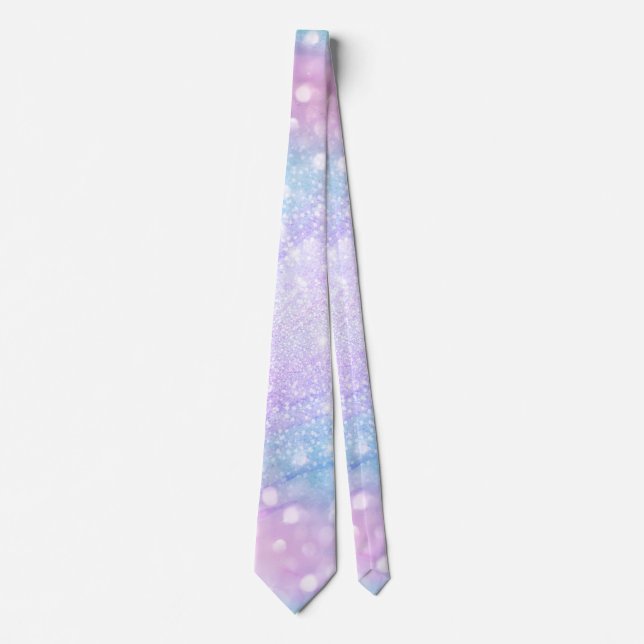 Magical Iridescent Glitter Sparkles Pink Design Neck Tie (Front)