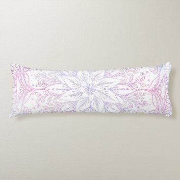 Magical Iridescent Poinsettia Flower Mandala White Body Pillow