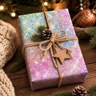 Magical Iridescent Rainbow Girly Unicorn Wrapping Paper