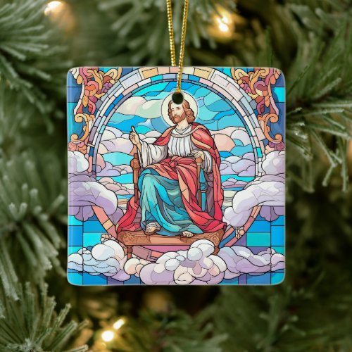 Magical Jesus Stained Glass Christmas Ceramic Ornament