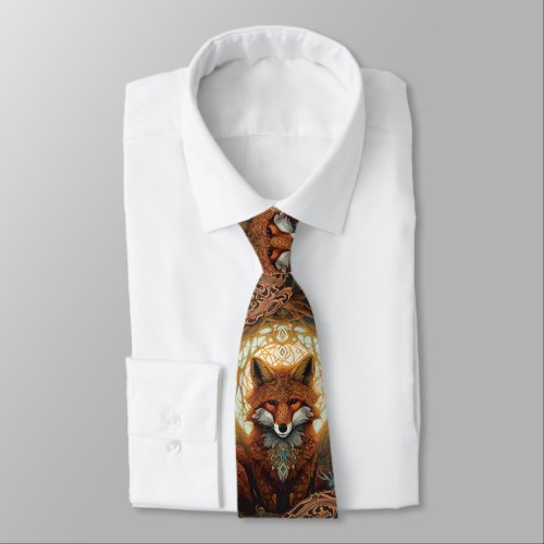 Magical Jewelled and Moonlit Celtic Fox  Neck Tie