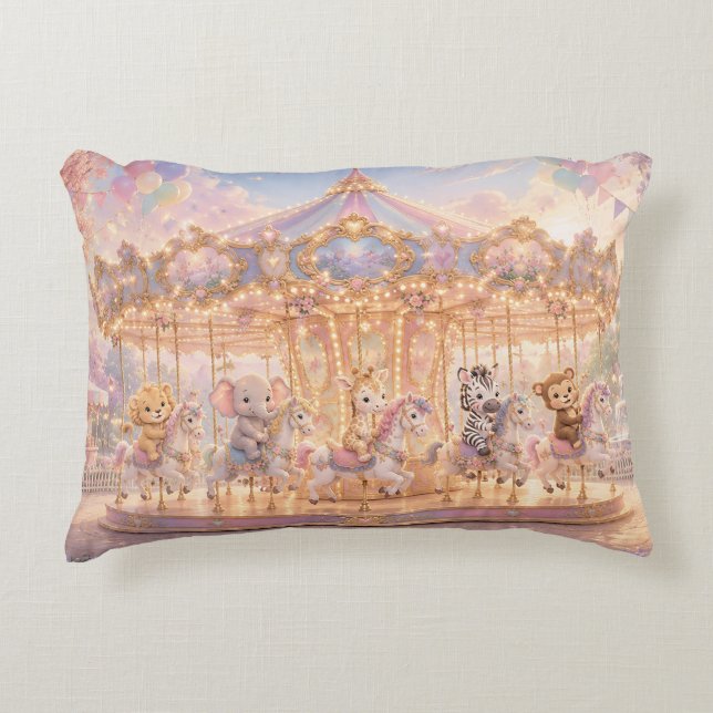 Magical Jungle Carousel Dreams Accent Pillow (Front)