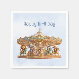 Magical Jungle Merry Go Round Happy Birthday Napkins