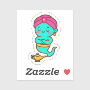 Magical Kawaii Djinn – Neon Spirit Sticker