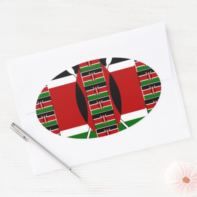 🇰🇪 Magical Kenya: Frame of Unity and Pride Oval Sticker (Envelope)