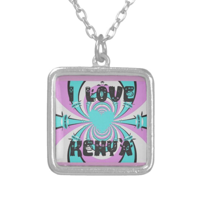 Magical Kenya: I LOVE KENYA Silver Plated Necklace (Front)