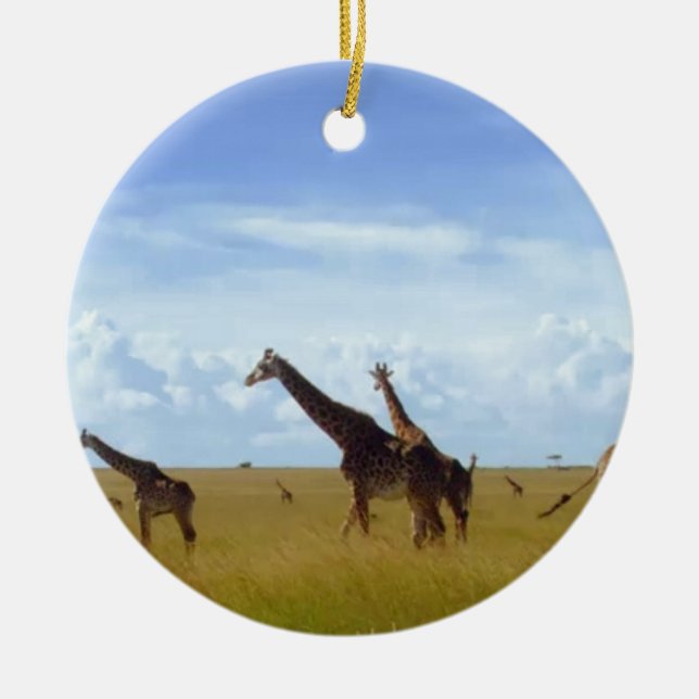 Magical Kenya Keepsake: Nairobi Park Holiday Ornam Ceramic Ornament (Front)