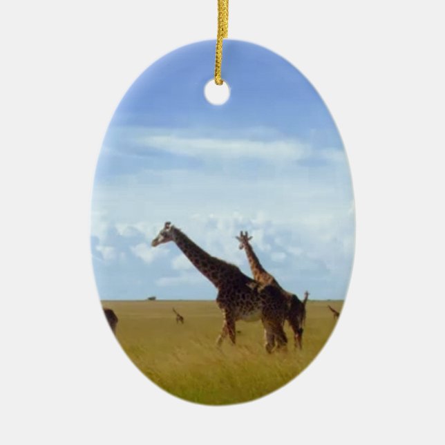 Magical Kenya Keepsake: Nairobi Park Holiday Ornam Ceramic Ornament (Front)