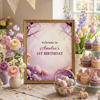 Magical Kids Easter Themed Birthday Welcome Poster
