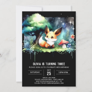 Magical Kids Fox Birthday digital Invitation