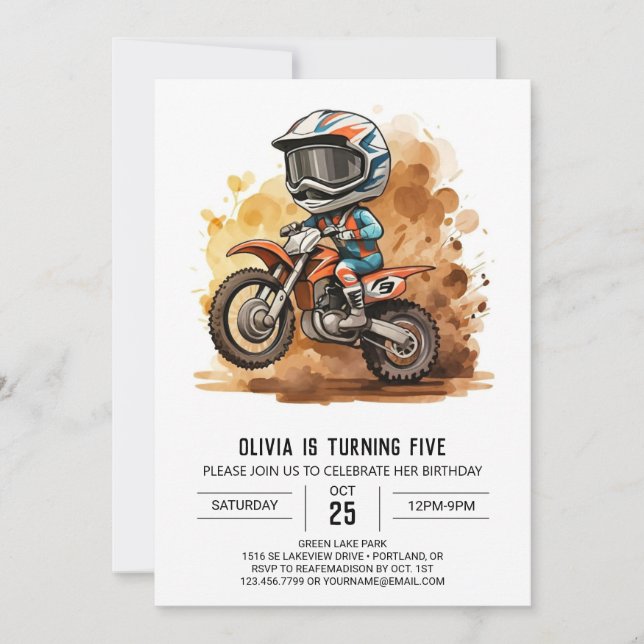 Magical Kids' Motorcycle Birthday Invitation (Front)