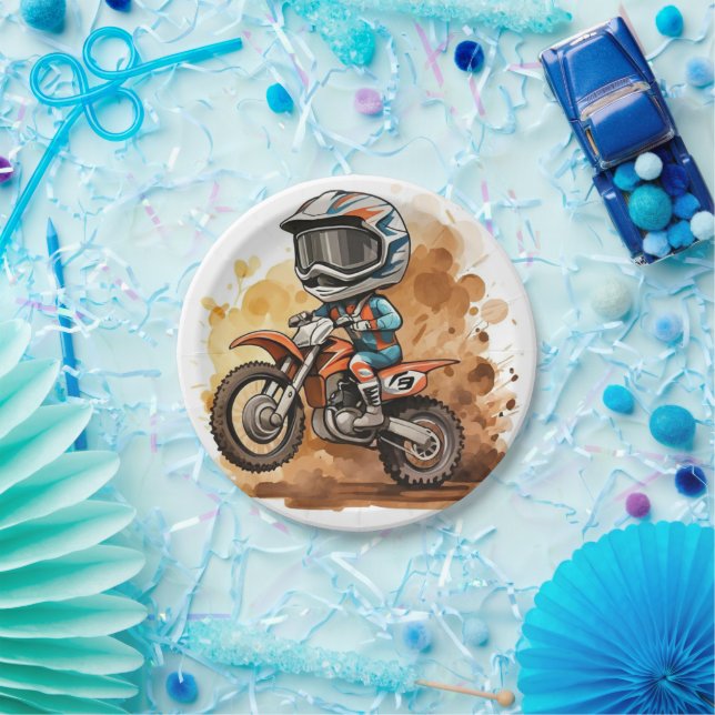 Magical Kids' Motorcycle Birthday Paper Plates (Party)
