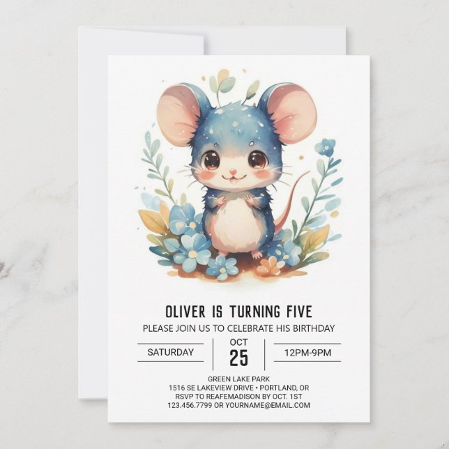 Magical Kids Mouse Birthday Invitation (Front)