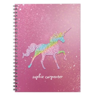 Magical Kid's Rainbow Glitter Unicorn Notebook