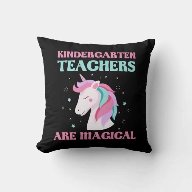 Magical Kindergarten Teacher Unicorn Education Throw Pillow (Front)