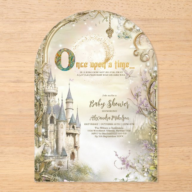 Magical Kingdom Princess Baby Shower Acrylic Invitations (Front)