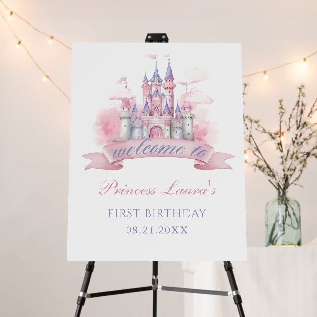 Magical Kingdom Princess Castle Birthday Welcome Foam Board (In Situ (Stand))