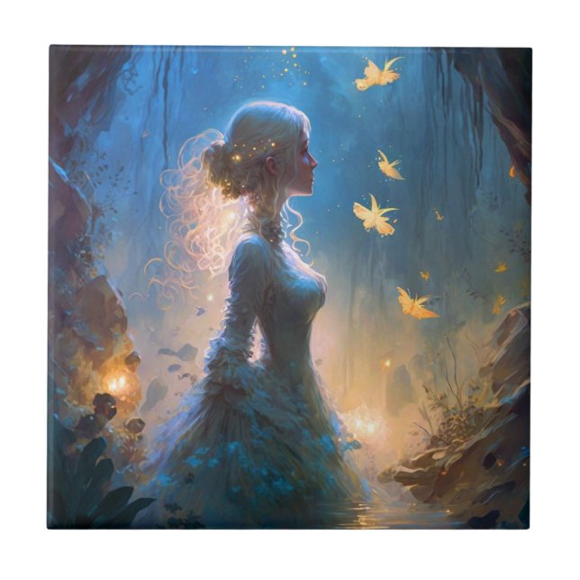 Magical Lady In Water Fantasy Art  Ceramic Tile (Front)