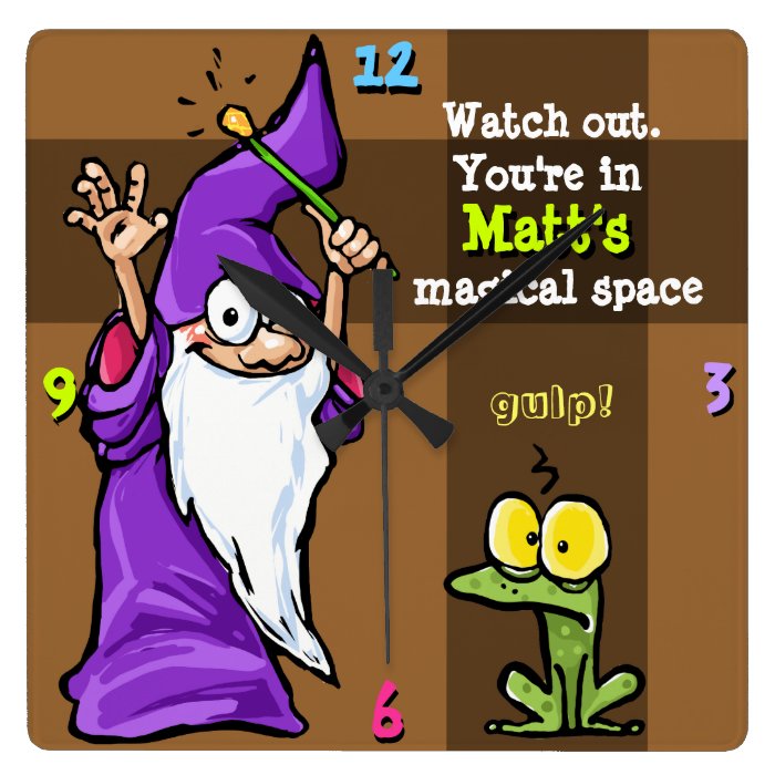 Magical lair decorPersonalized text.Magician.CUTE Wall Clocks