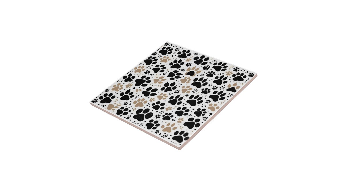 Magical land of abstract art colored dog paw print ceramic tile | Zazzle