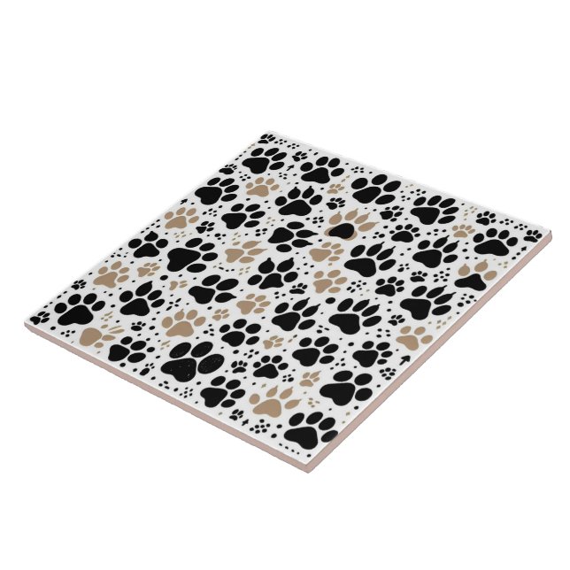 Magical land of abstract art colored dog paw print ceramic tile (Side)