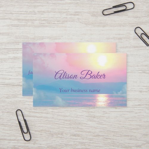 Magical landscape in pink sunset   business card