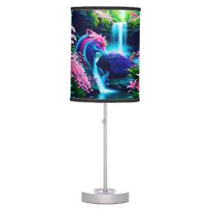 Magical Landscape Waterfall and Flowers Two Table Lamp