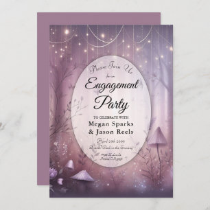 Magical Lavender Fairy Lights Engagement Party Invitation