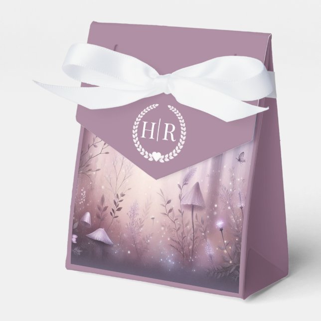 Magical Lavender Fairy Lights Wedding Favor Boxes (Front Side)