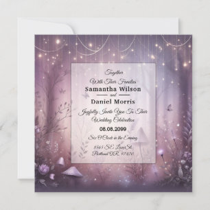 Magical Lavender Fairy Lights Wedding Invitation