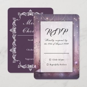 Magical Lavender Fairy Lights Wedding RSVP Card