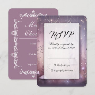 Magical Lavender Fairy Lights Wedding RSVP Card
