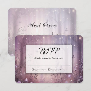 Magical Lavender Fairy Lights Wedding RSVP Card