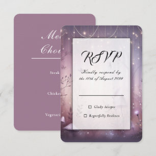 Magical Lavender Fairy Lights Wedding RSVP Card